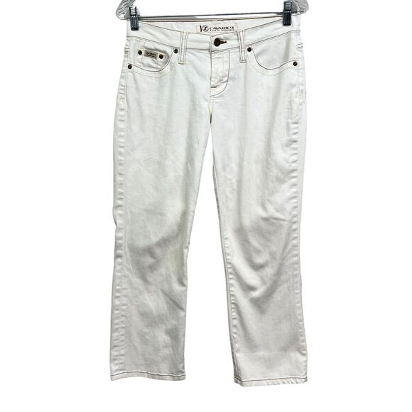 Z Cavaricci Womens Jeans Straight Stretch‎ Topstitch 5 Pocket Zip Off White Sz 3 - Picture 1 of 7